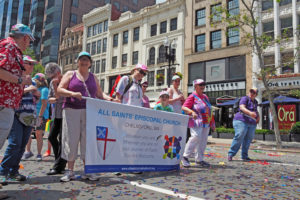 All Saints' parishioners at the 2017 Pride parade getting ready to march